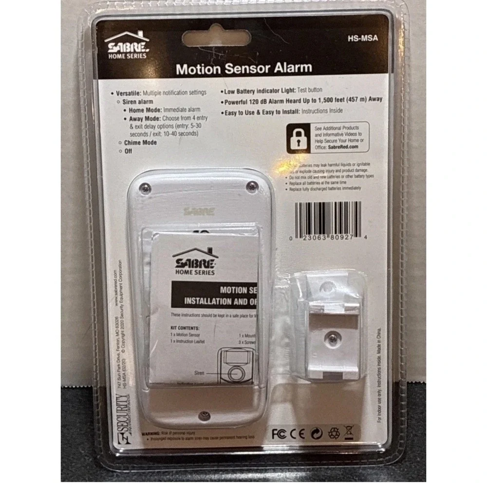 Sabre Motion Alarm with Keypad 120dB, White, Model#‎ HS-MSA NEW Protection Lock